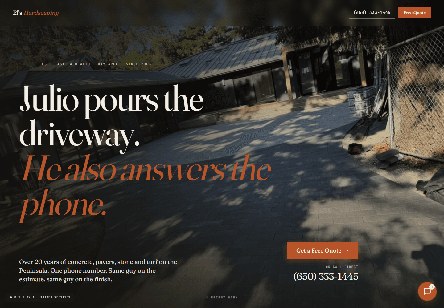 El's Hardscaping website concept by All Trades Websites