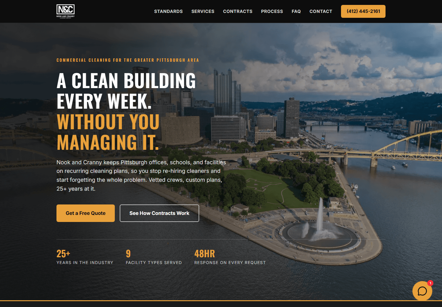 Nook and Cranny commercial cleaning website built by All Trades Websites