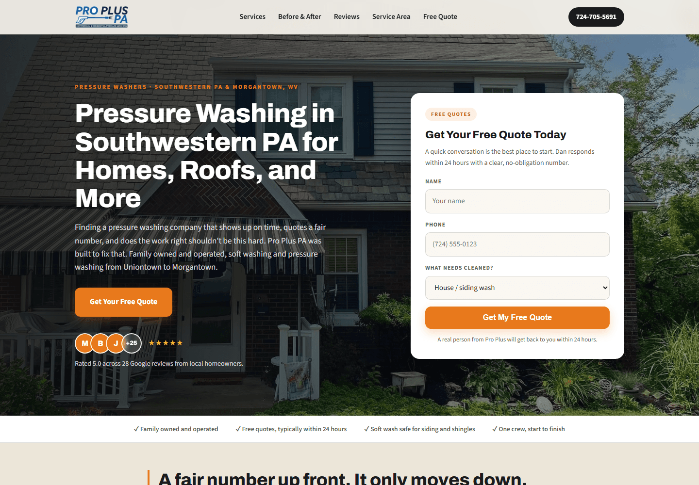 Pro Plus Pressure Washing website concept by All Trades Websites