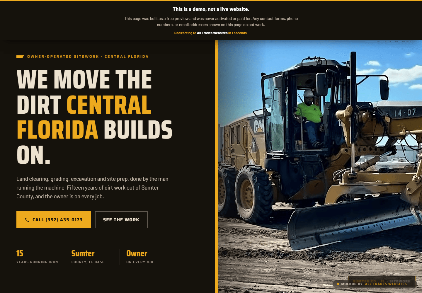Southern Horizon Siteworks excavation website concept by All Trades Websites