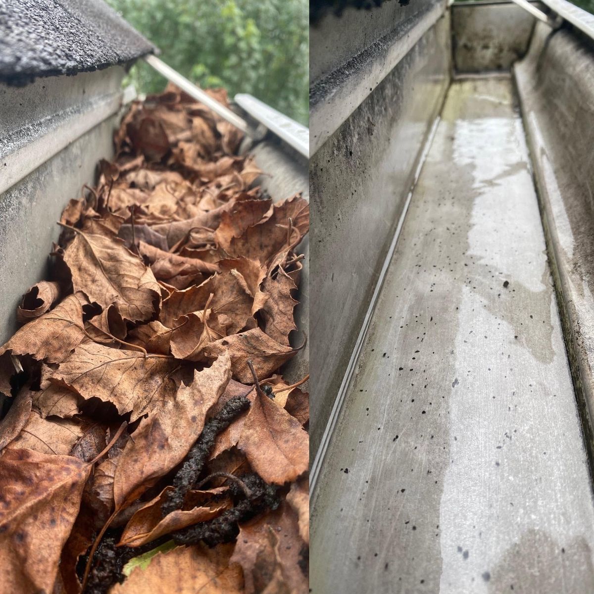 Gutters before and after brightening
